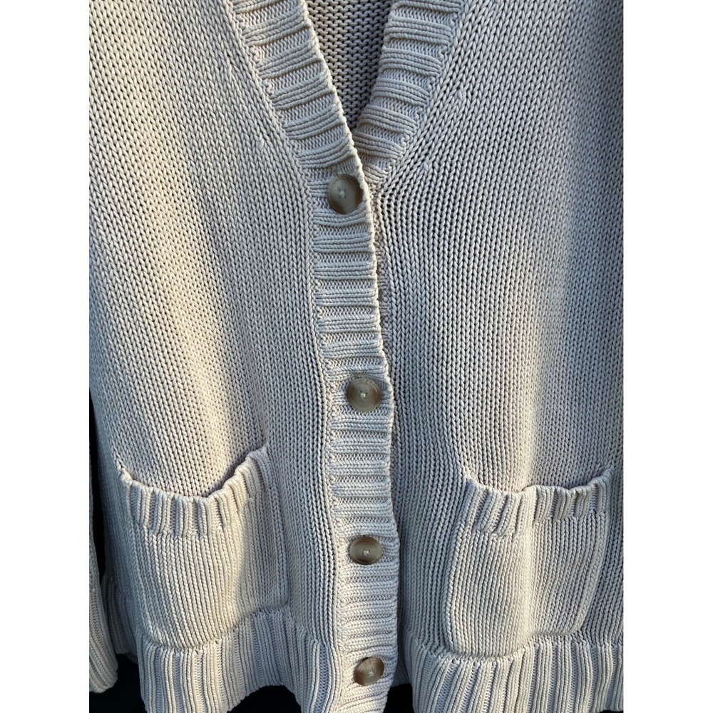 Gap Sweater Womens Size M Beige Long Cardigan V-Neck Cotton Grandpa Layering - Picture 3 of 10